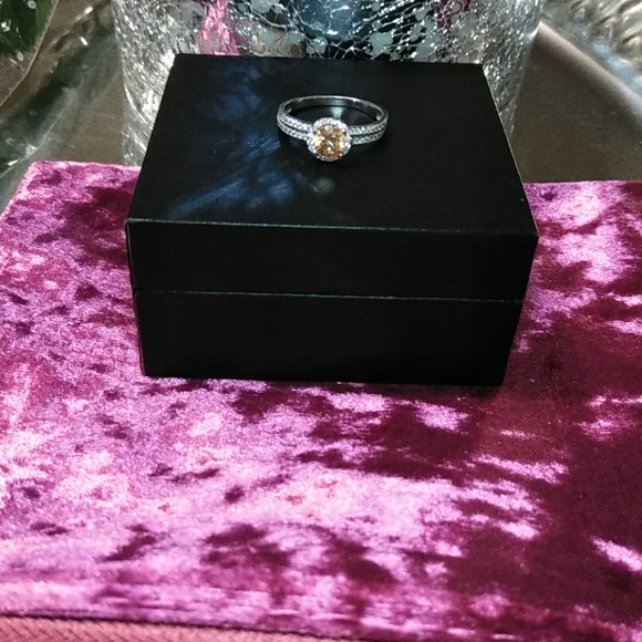 💐NEW CHIC STERLING SILVER CHAMPAGNE CZ RING - Picture 6 of 7